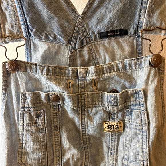 R13 Shortalls Overall Denim Shorts Distressed Size S - Picture 4 of 16